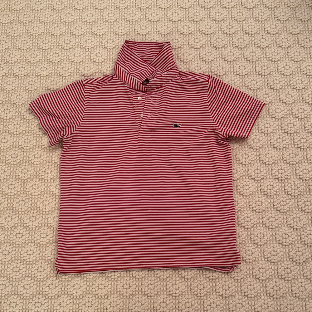 Vineyard Vines Red & White Striped Kids Polo